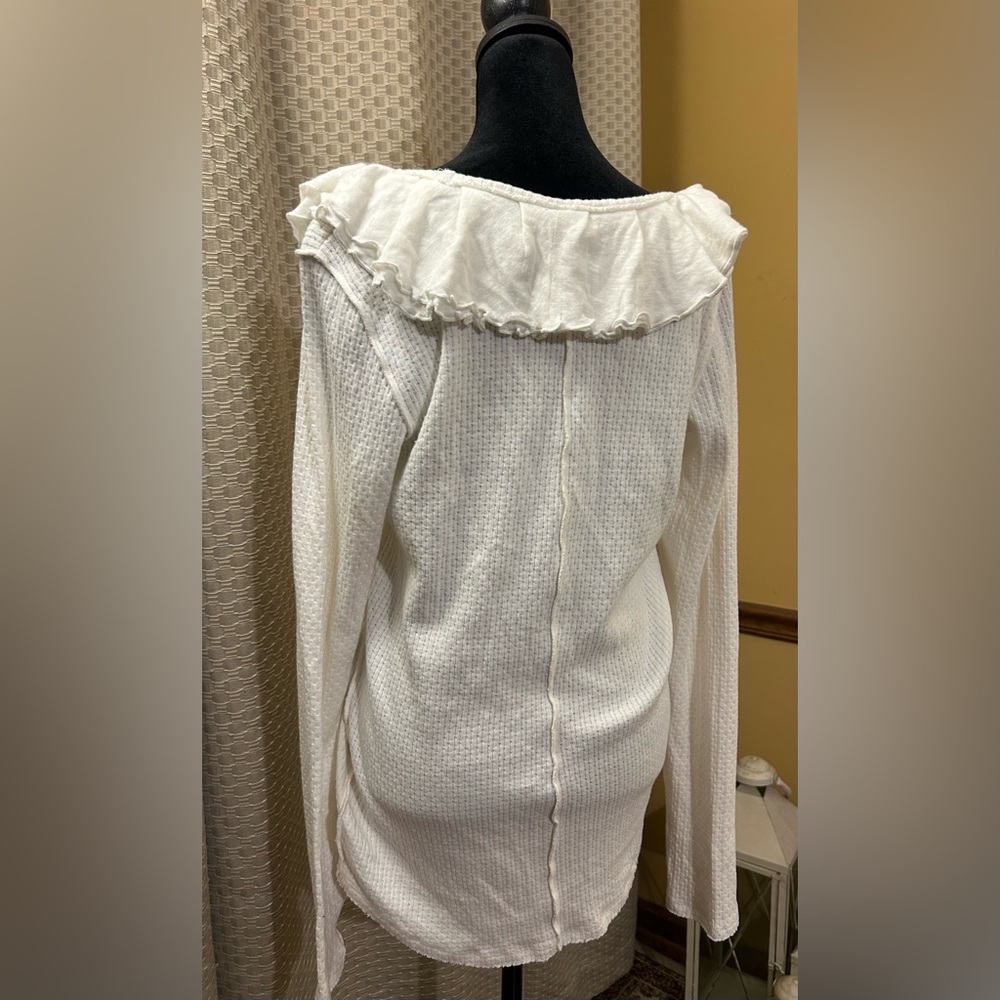 Free People Bennet Elegant White Ruffled Women's Top - Picture 5 of 7